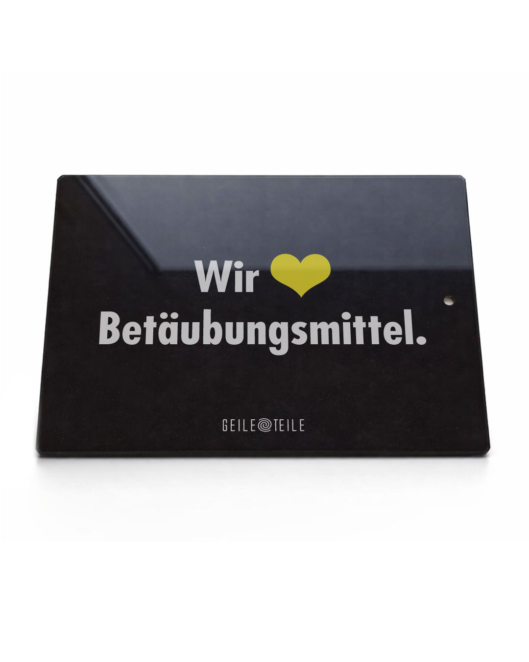 15x20cm Wir lieben Betäubungsmittel - Echtglas Platte, Kratzfest - Karl Linienfeld