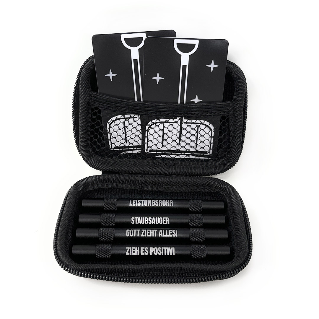 GeileTeile™ Ballerset - 4x GeileTeile™ Röhrchen + 2x Schneeschieber + Zip-Case
