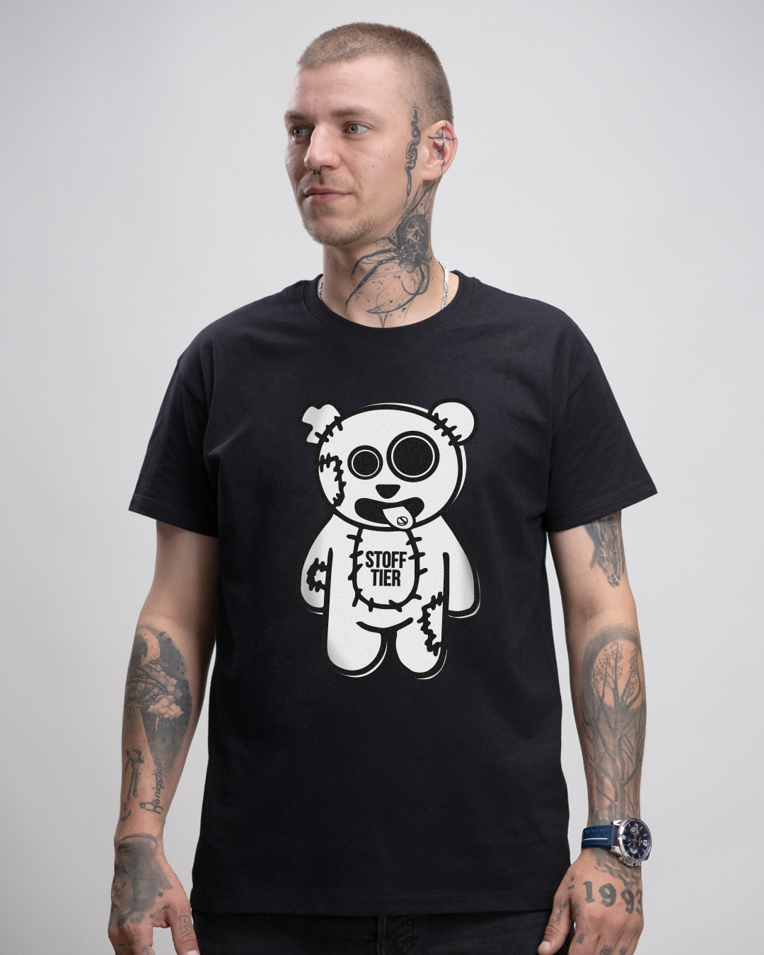 Stofftier_herrenshirt_front Stofftier - Herren Basic T-Shirt Basic