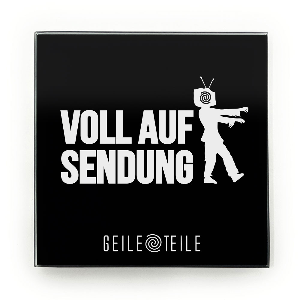 Auf Sendung - Robustes Echtglas Brettchen, 10x10cm