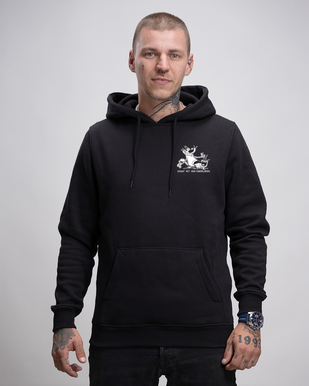 doggy_Boys_Basic_hoody_front Doggy Kakerlaken - Heavy Hoodie - Junkie Tattoos