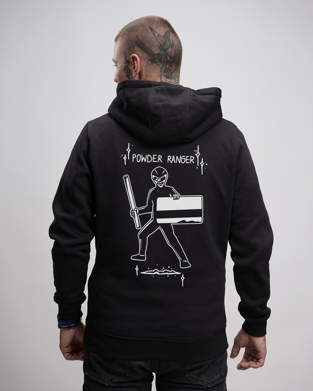 powder_Boys_Basic_hoody_back Powder Ranger - Heavy Hoodie - Junkie Tattoos