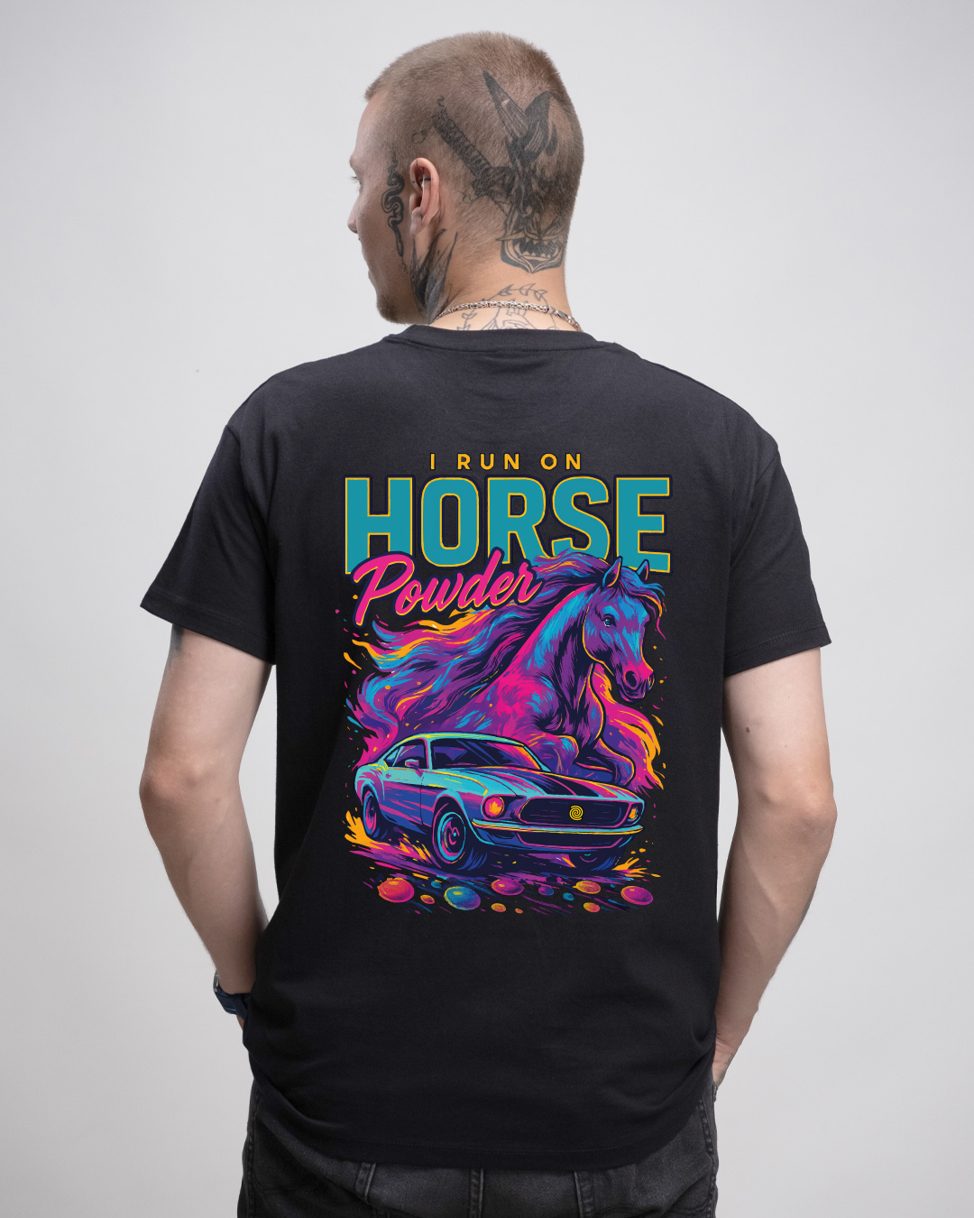 HORSE POWDER - Herren Basic T-Shirt
