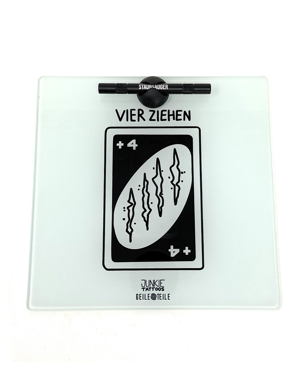 Vier ziehen - Echtglas Platte 20x20cm