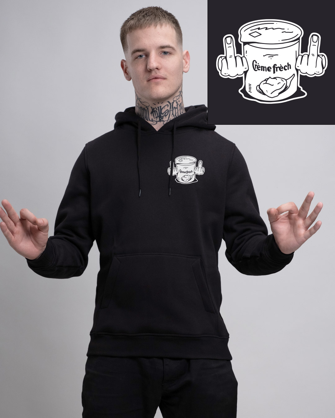 Creme Frech - Heavy Hoodie - Junkie Tattoos Creme Frech - Heavy Hoodie - Junkie Tattoos