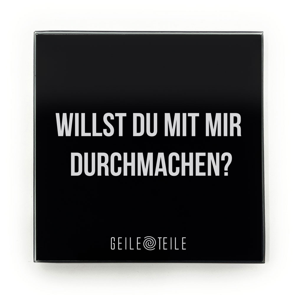 durchmachen-einzeln_echtglas Durchmachen - Robustes Echtglas Brettchen, 10x10cm
