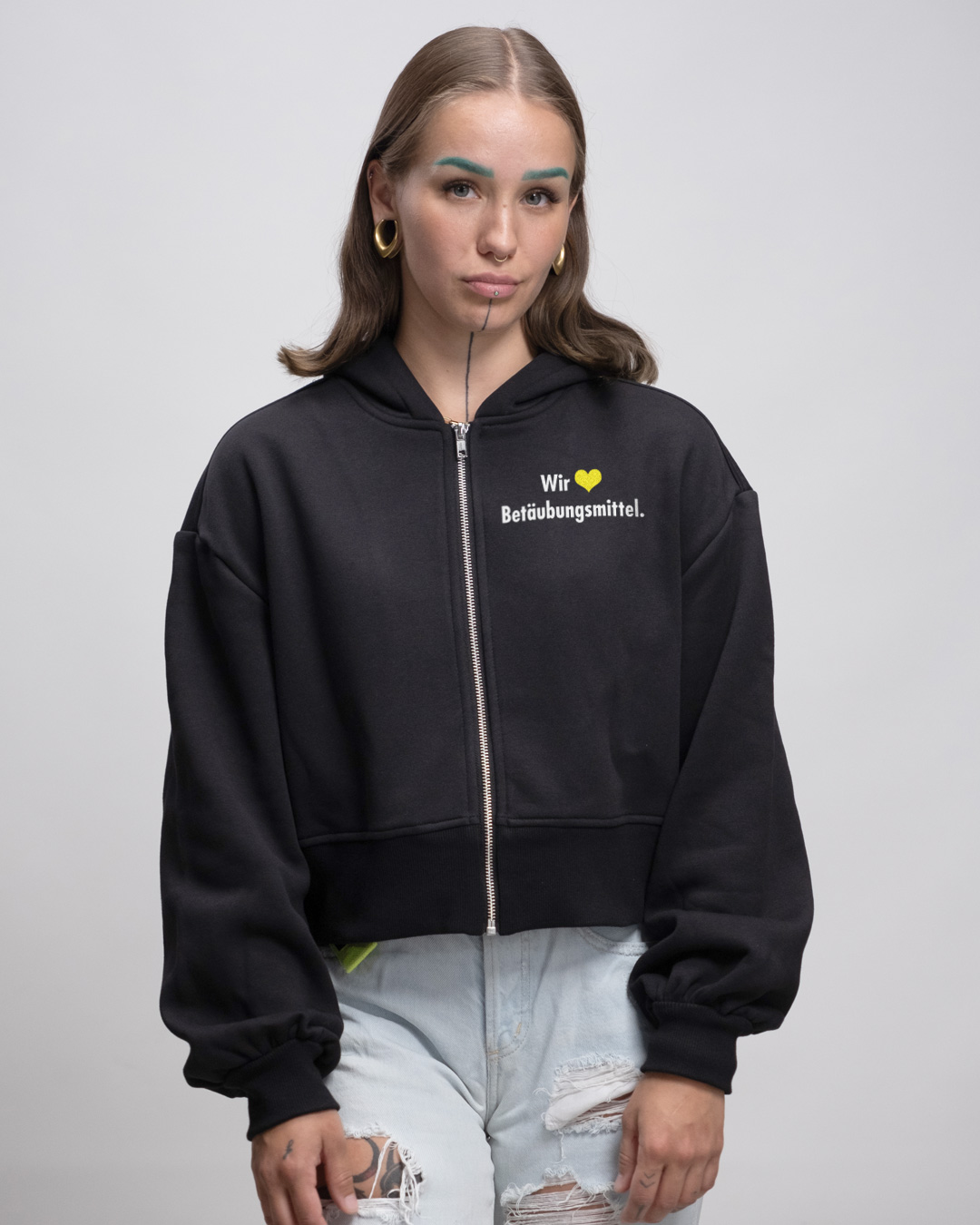 Wir lieben - Oversized Crop Hoodie Jacke
