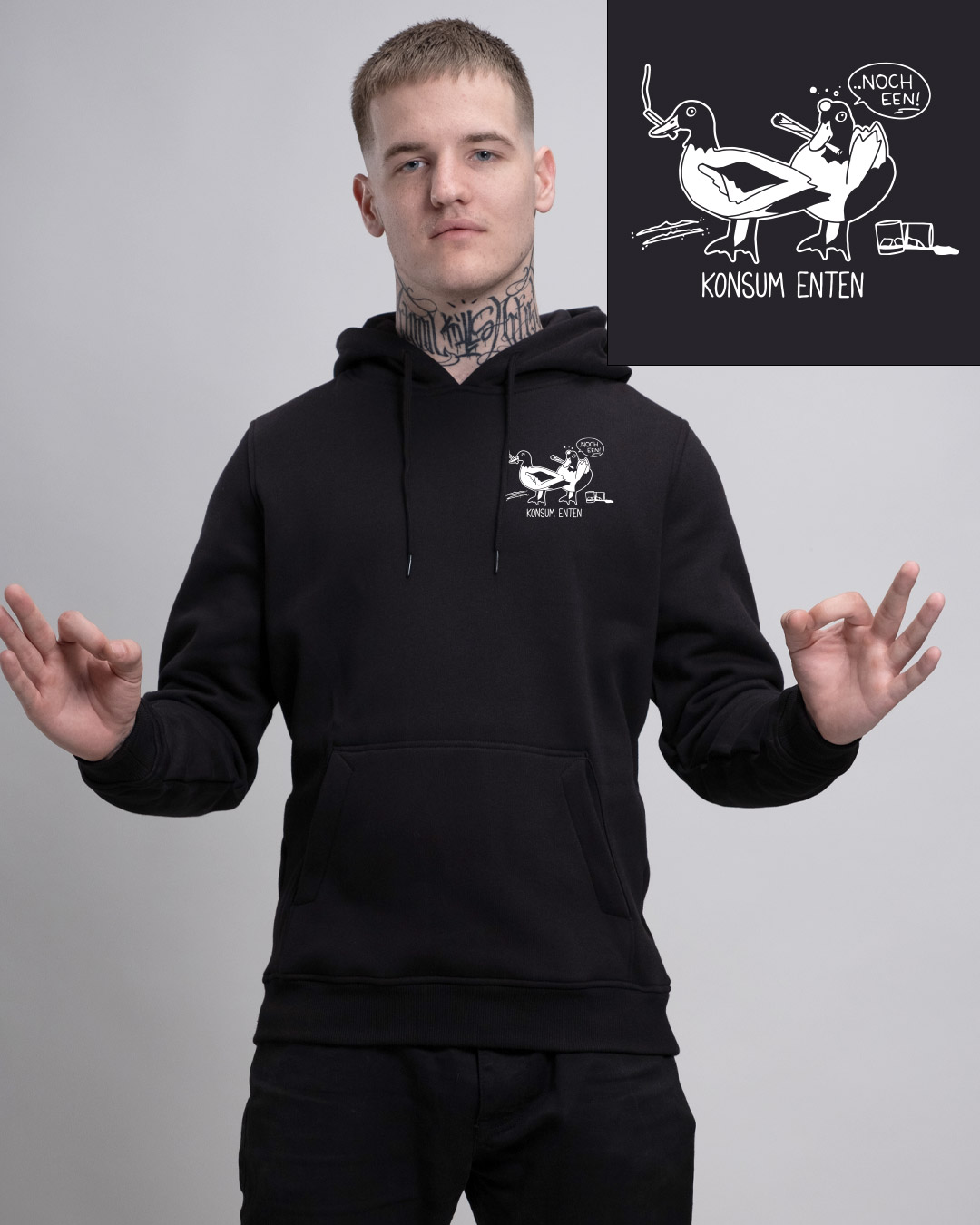 Konsum Enten - Heavy Hoodie - Junkie Tattoos Konsum Enten - Heavy Hoodie - Junkie Tattoos