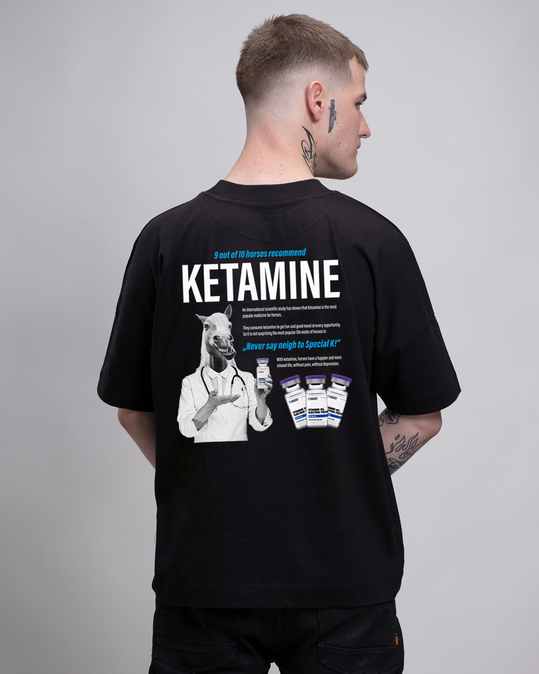 Special_K_Oversized_shirt_Back_B Ketamine Horse - Premium Oversize T-Shirt Boys