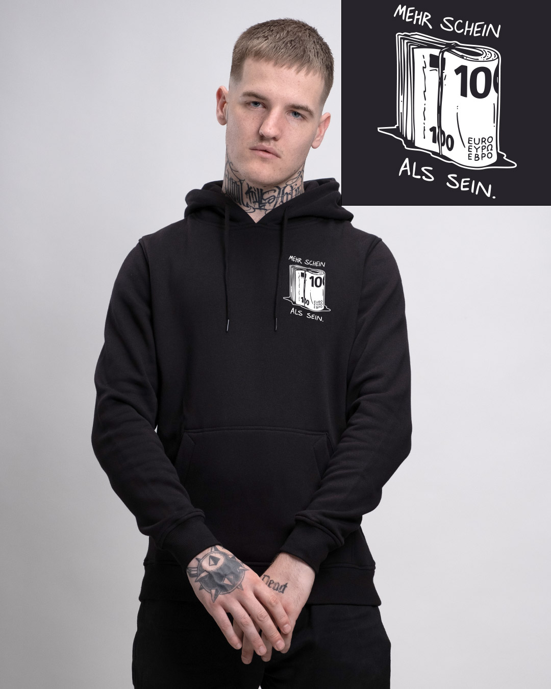Mehr Schein - Heavy Hoodie - Junkie Tattoos Mehr Schein - Heavy Hoodie - Junkie Tattoos