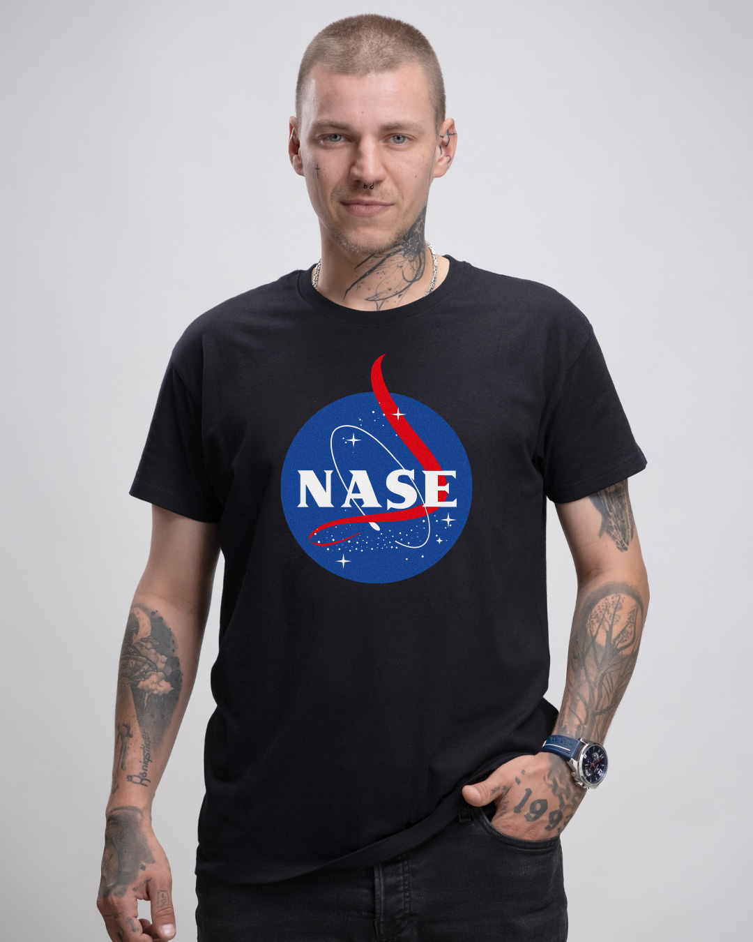 Nase Herren Basic T-Shirt - Karl Linienfeld