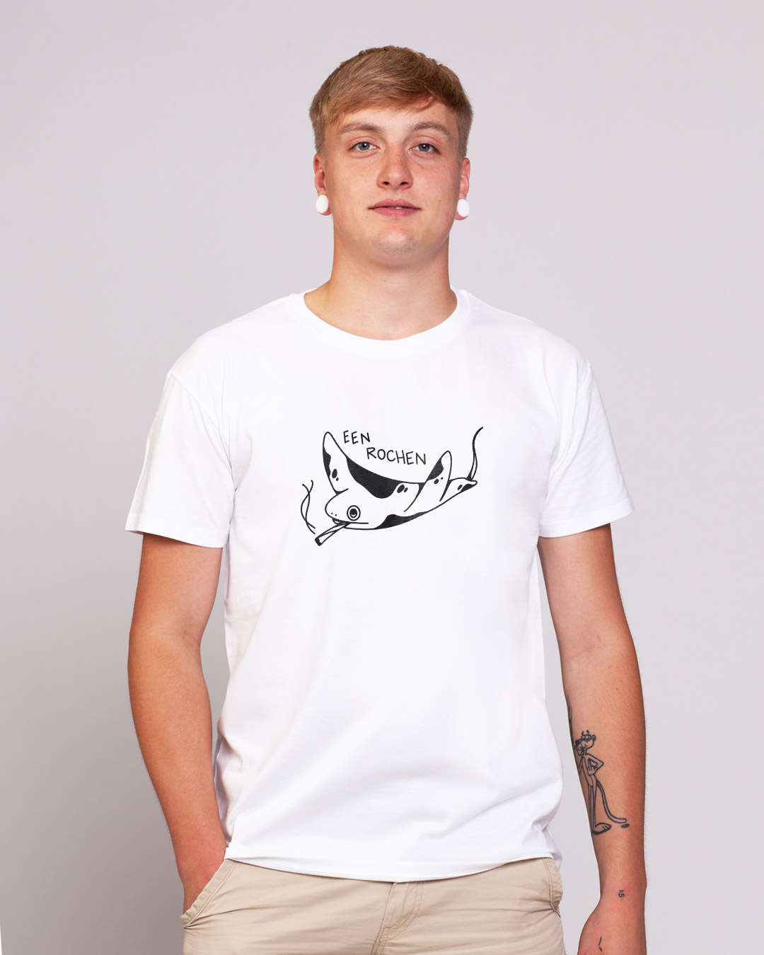 Een Rochen / Großer Print - Herren Ringspun Shirt - Junkie Tattoos