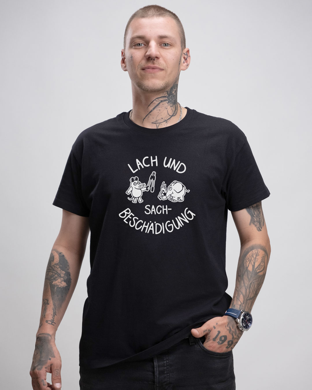 Lach und Sach - Herren Ringspun Shirt - Junkie Tattoos