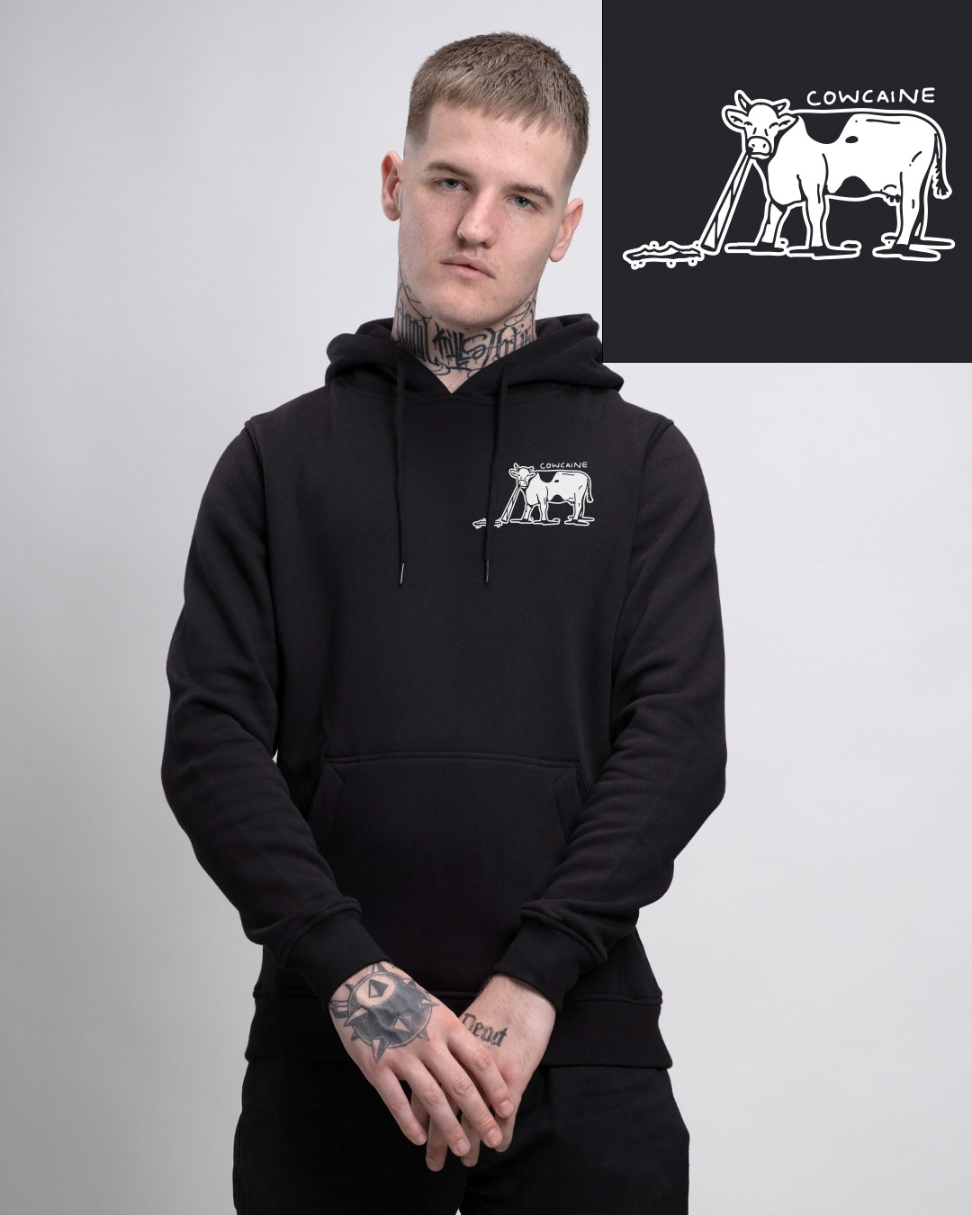 Cowcaine - Heavy Hoodie - Junkie Tattoos Cowcaine - Heavy Hoodie - Junkie Tattoos