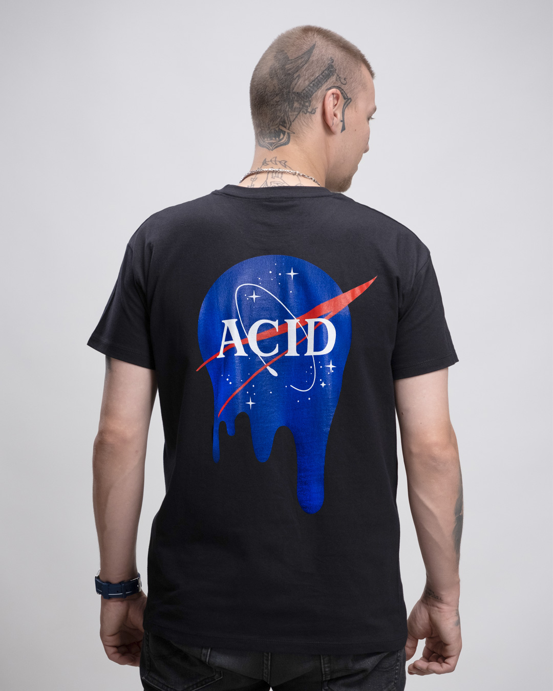 Nasa_acid_basicshirt_back_b Space Acid - Herren Basic T-Shirt