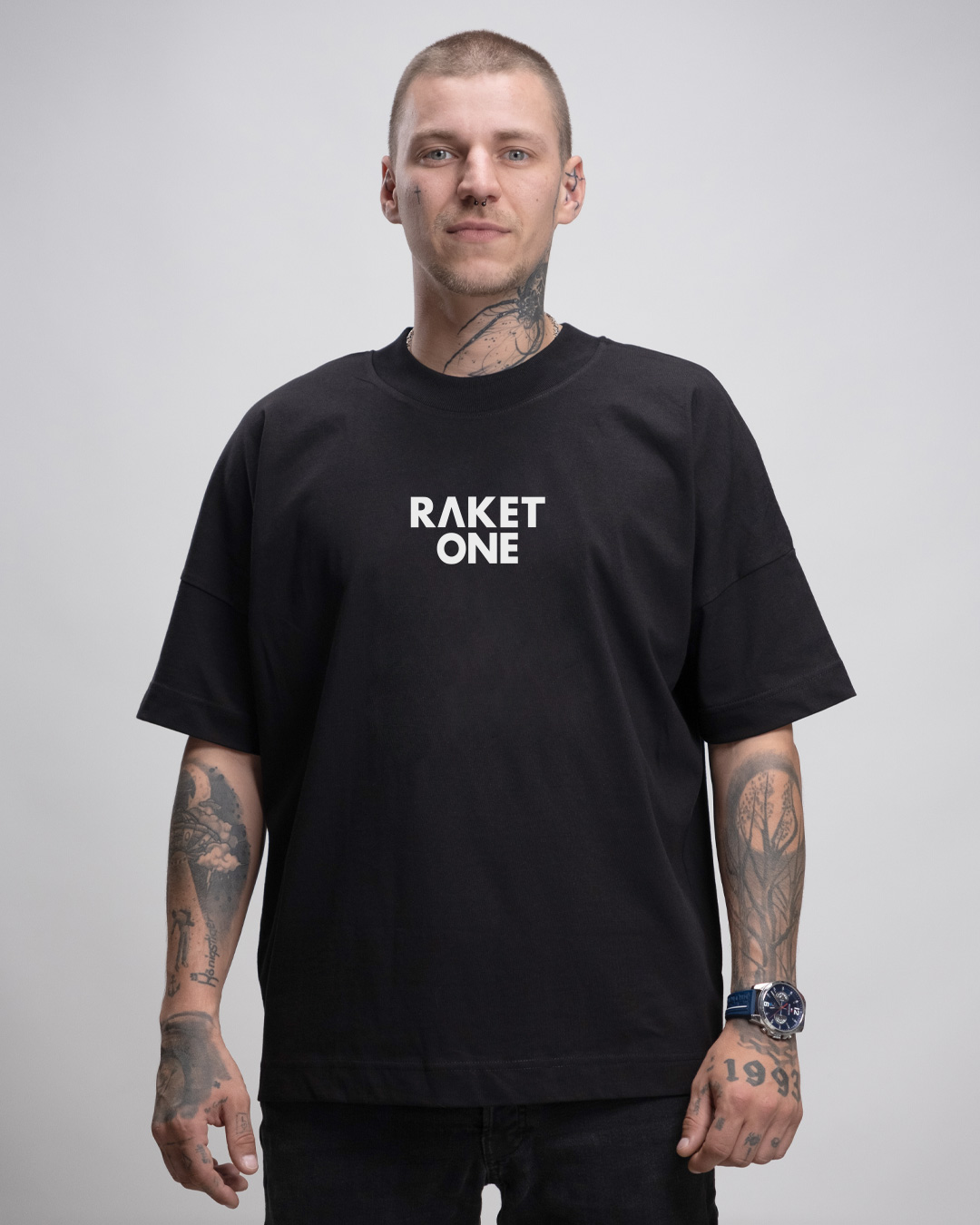 raketone_Boys_oversized_Shirt_front Raket One Raver Rap - Oversize T-Shirt
