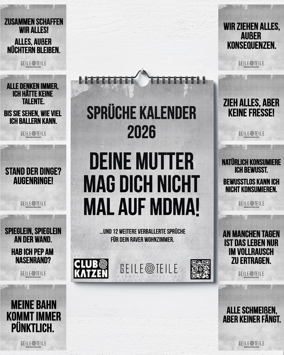 Sparset: GeileTeile Kalender 2026 + 40 Sticker,