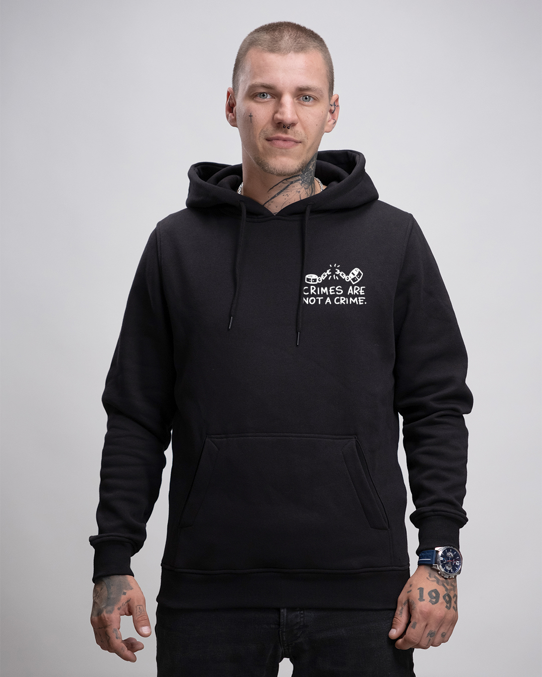 Crimes_Boys_Basic_hoody_front Crimes - Heavy Hoodie - Junkie Tattoos
