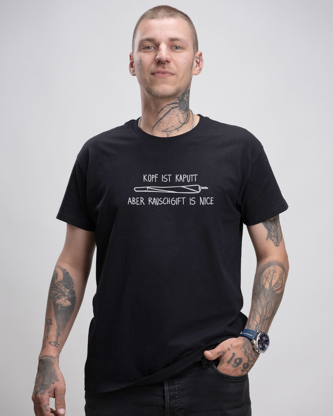 Kopf Kaputt - Herren Ringspun Shirt - Junkie Tattoos