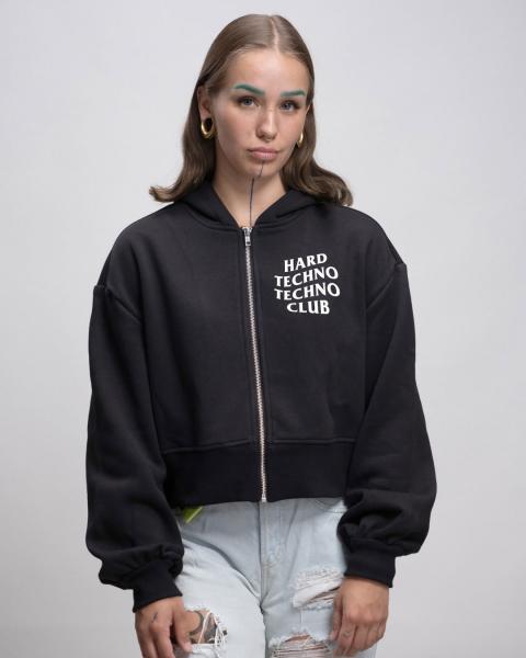 Hardtechno Club - Oversized Crop Sweat-Jacke mit Reißverschluss - MRY