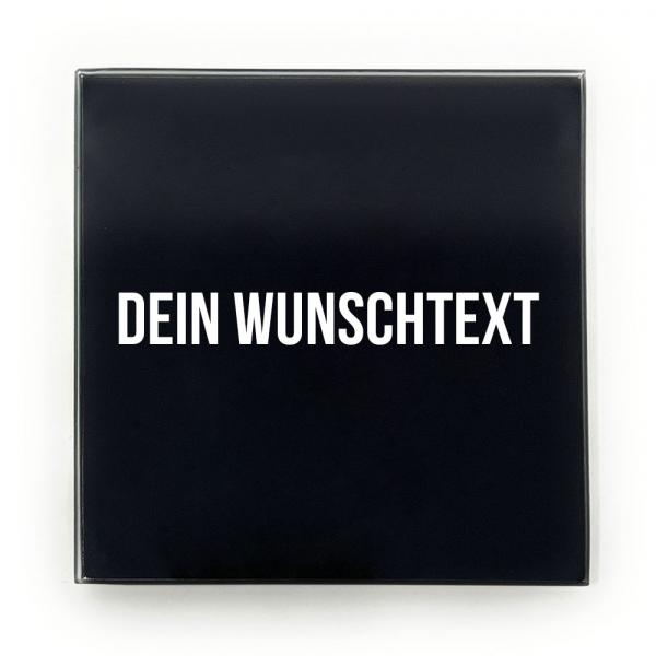 WUNSCHTEXT Glas-Brettchen mit Stoffsäckchen, 10x10cm