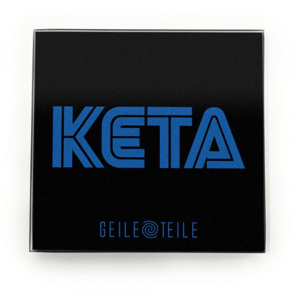 Keta - Robustes Echtglas Brettchen, 10x10cm, mit Stoffsäckchen