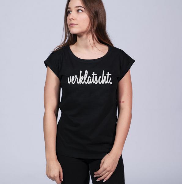 Verklatscht - Weites Ladies Shirt, Lang geschnitten, angeschrägte Ärmel