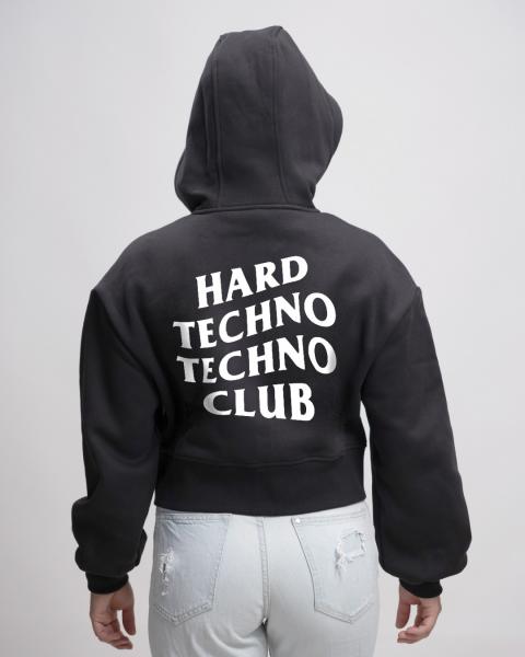 Hardtechno Club - Oversized Crop Hoodie Jacke - MRY