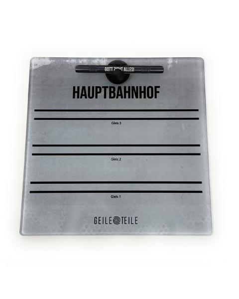 20cm Hauptbahnhof - Echtglas Platte 20x20cm mit Röhrchen von GeileTeile™