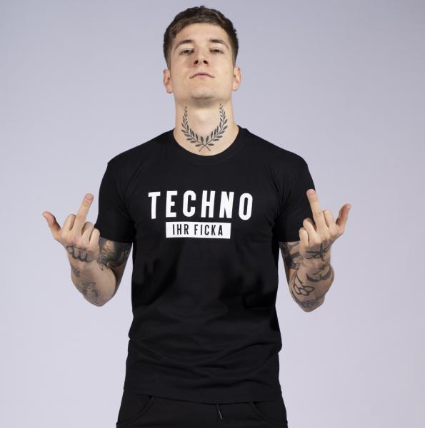 Techno ihr Ficka Herren T-Shirt mit Rundhalsausschnitt