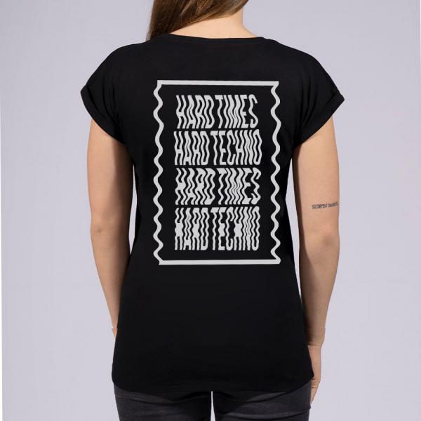 Hard Times Hard Techno - Weites Ladies Shirt, Lang geschnitten, angeschrägte Ärmel