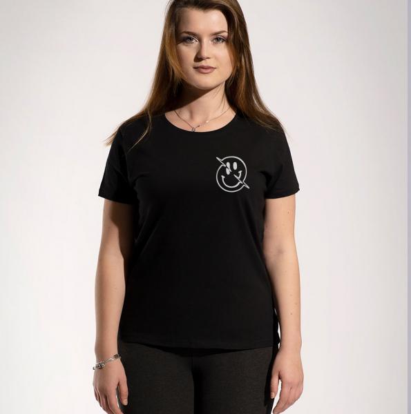 Smiley- Ladies Shirt, enganliegend mit Rundhals-Auschnitt