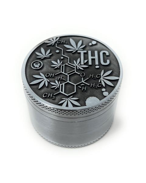 THC Molecule - Silver Grinder, 50mm von FIRE-FLOW™
