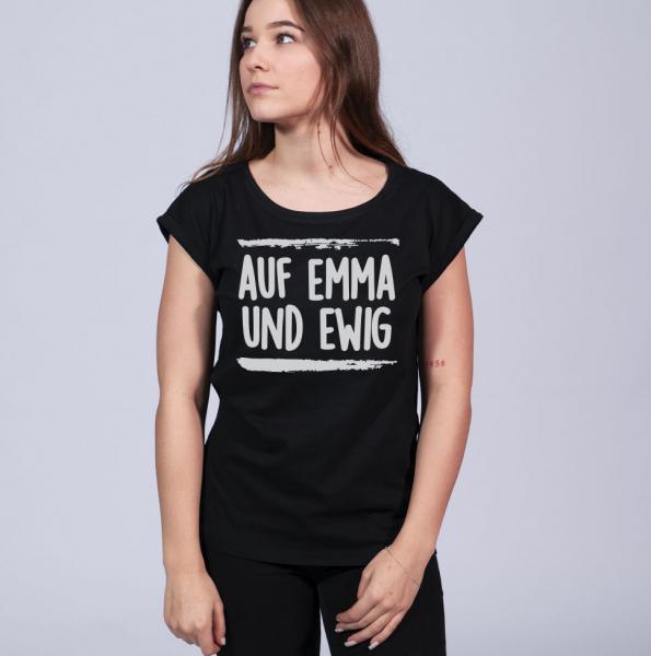 Auf Emma und Ewig - Weites Ladies Shirt, Lang geschnitten, angeschrägte Ärmel