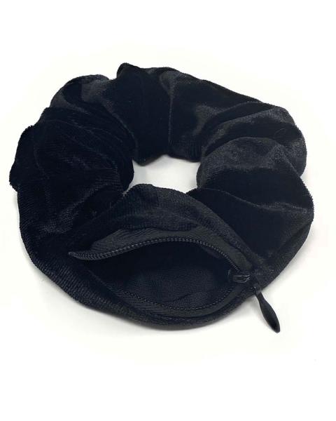 Schwarze Scrunchies mit Zipper, Verstecktasche